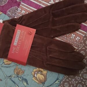 The Leather Collection Brown Leather Gloves S/M